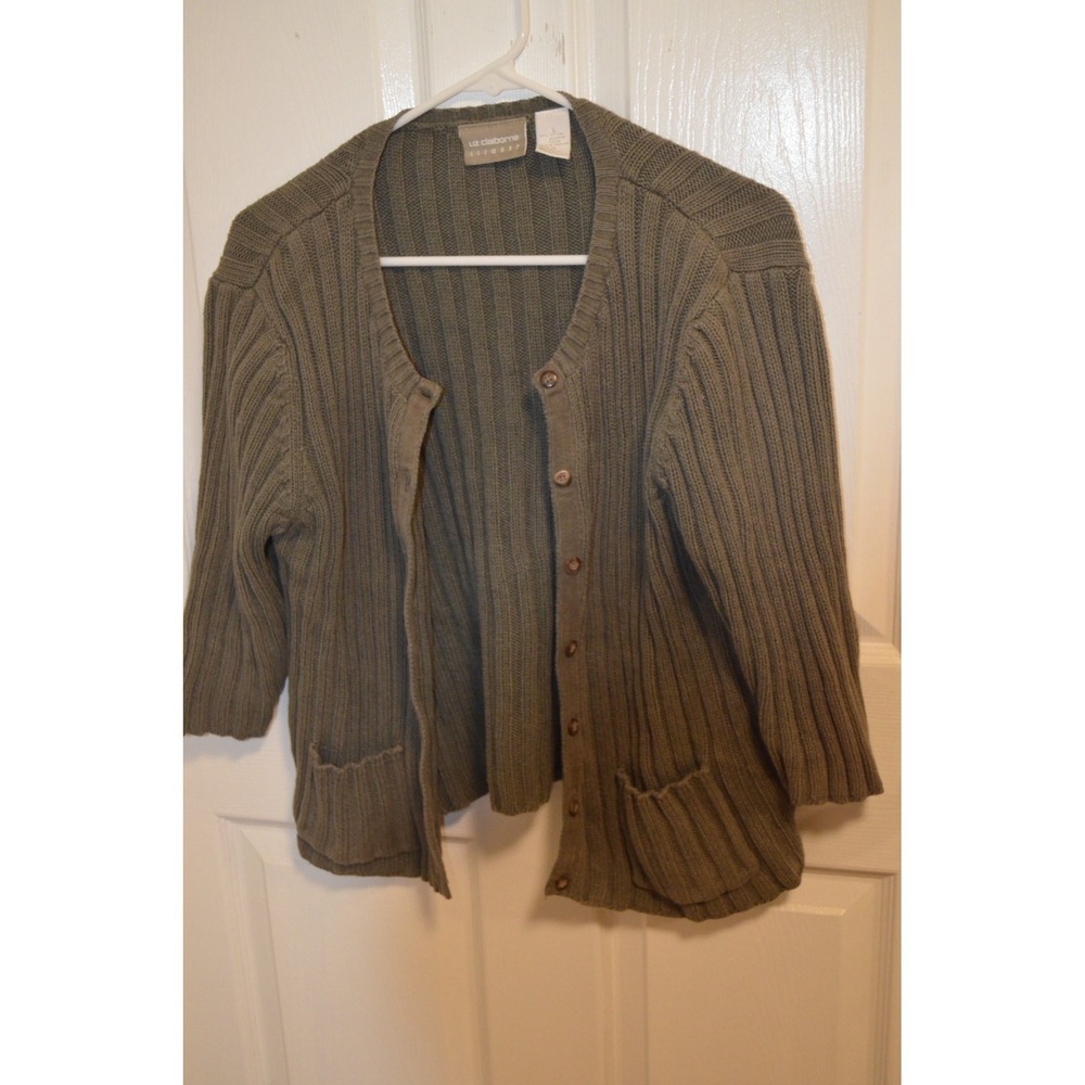 liz claiborne large green sweater - Picture 1 of 5